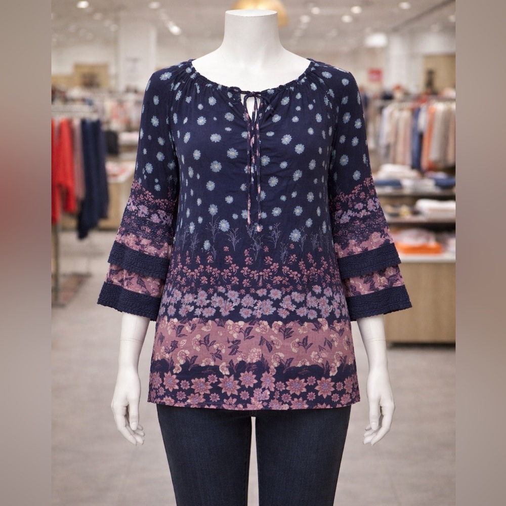 Style & Co. Navy Floral Top women’s top